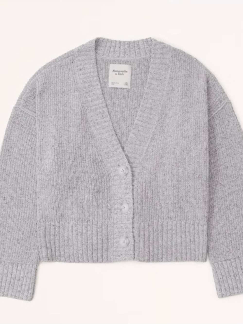 Abercrombie & Fitch Women's Light Gray Chenille Button Cardigan XS